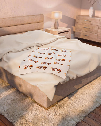 Velveteen Plush Blanket — 'Chocolate Drip' Cozy Dessert Pattern Throw