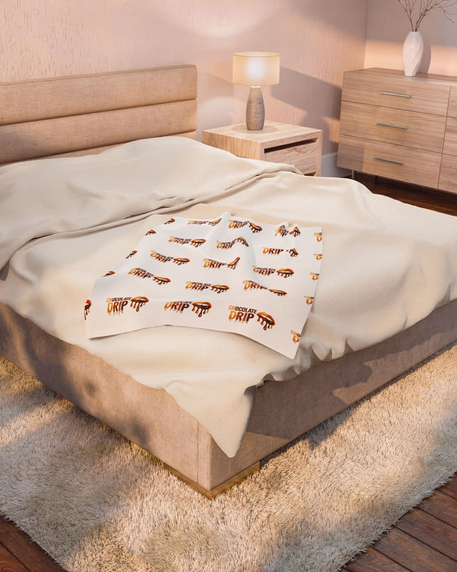 Velveteen Plush Blanket — 'Chocolate Drip' Cozy Dessert Pattern Throw