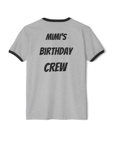 Pick Me! Win Big Casino Graphic Ringer T-Shirt — "Mimi's Birthday Crew" Back