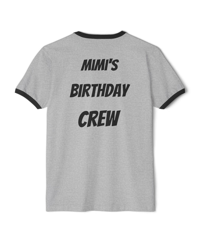 Pick Me! Win Big Casino Graphic Ringer T-Shirt — "Mimi's Birthday Crew" Back