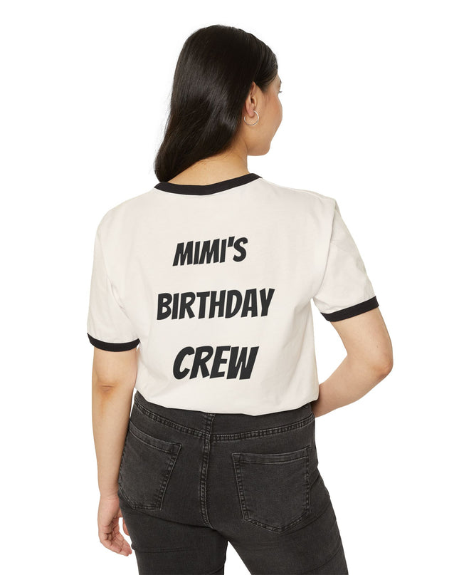 Pick Me! Win Big Casino Graphic Ringer T-Shirt — "Mimi's Birthday Crew" Back