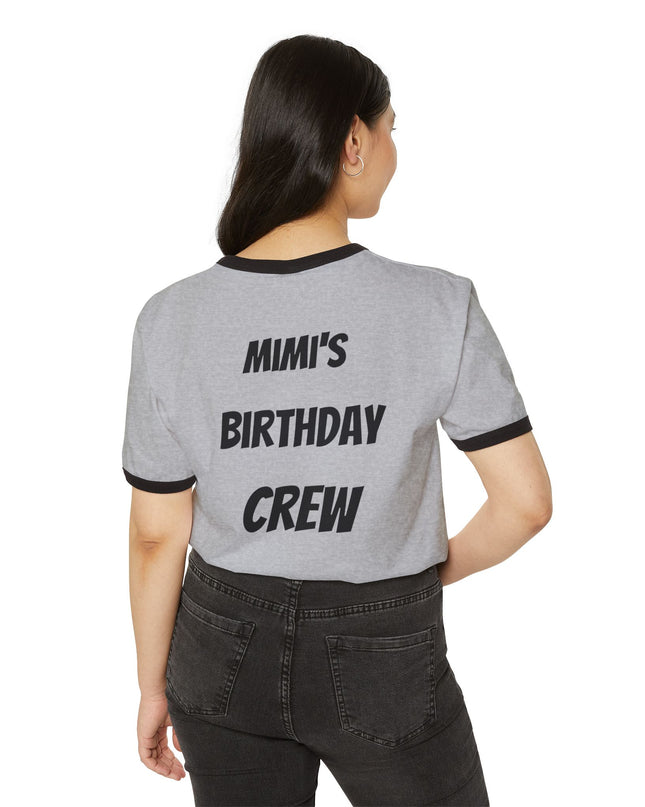 Pick Me! Win Big Casino Graphic Ringer T-Shirt — "Mimi's Birthday Crew" Back