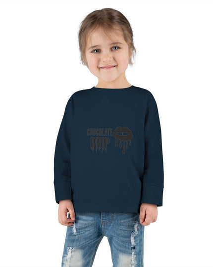 Toddler Long Sleeve Tee — "Chocolate Drip" Lip Graphic