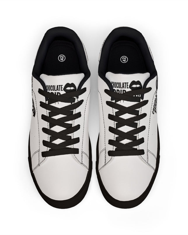 Men's Low-Top Leather Sneakers — Chocolate Drip Graphic Casual Shoes