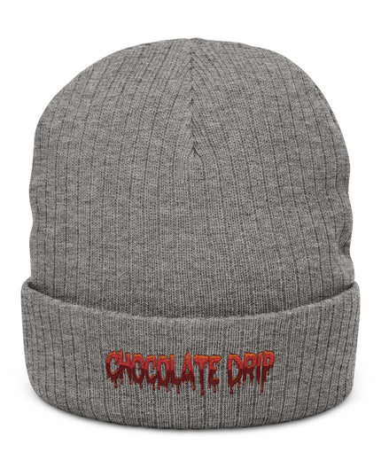 Chocolate Drip Ribbed Knit Beanie