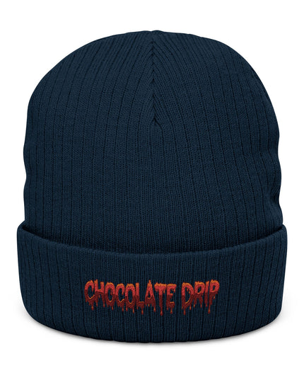 Chocolate Drip Ribbed Knit Beanie