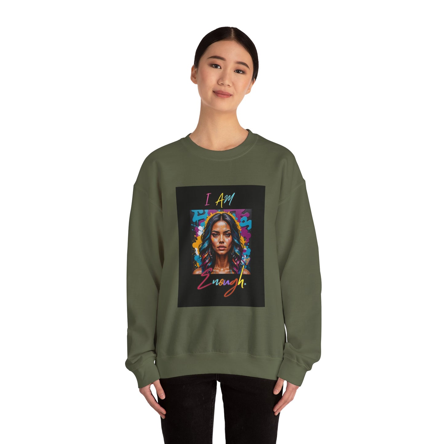 "Mi hermosa reina" 'I Am Enough' -Unisex Crewneck Sweatshirt