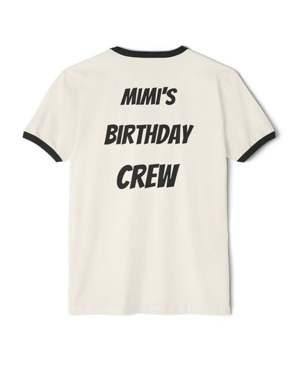 Pick Me! Win Big Casino Graphic Ringer T-Shirt — "Mimi's Birthday Crew" Back