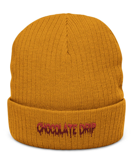 Chocolate Drip Ribbed Knit Beanie