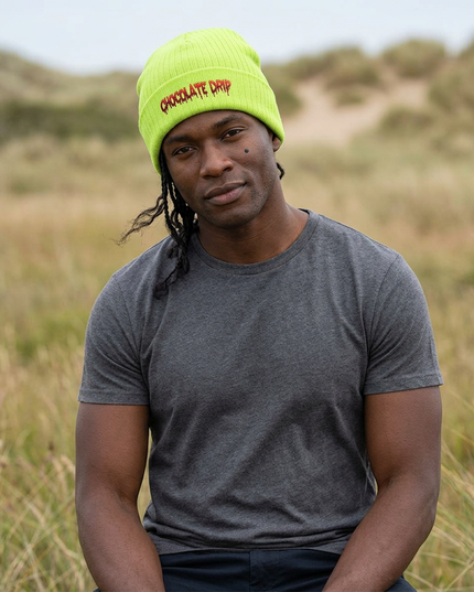 Chocolate Drip Ribbed Knit Beanie
