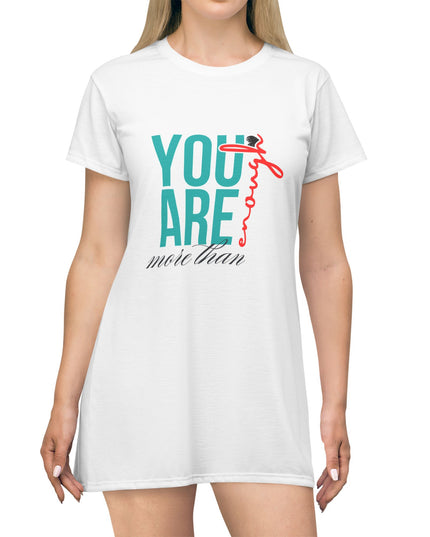 You Are Enough Inspirational T-Shirt Dress - Comfortable & Stylish