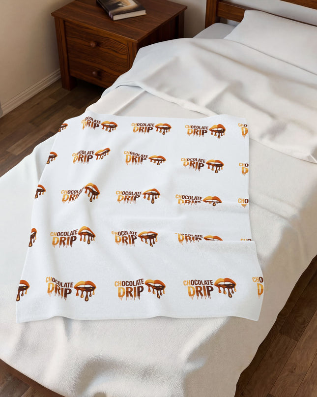 Velveteen Plush Blanket — 'Chocolate Drip' Cozy Dessert Pattern Throw