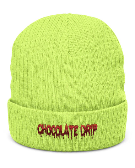 Chocolate Drip Ribbed Knit Beanie