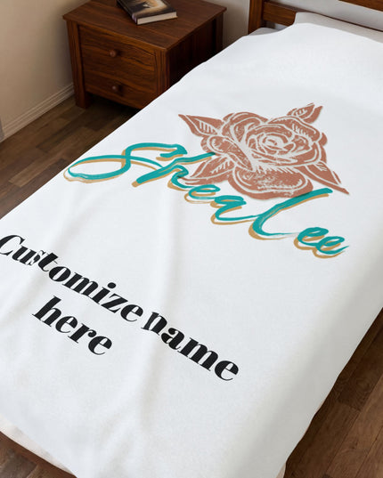 Personalized Velveteen Plush Blanket Customizeable