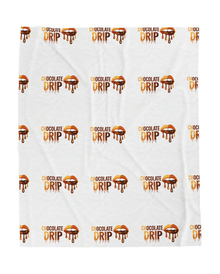 Velveteen Plush Blanket — 'Chocolate Drip' Cozy Dessert Pattern Throw