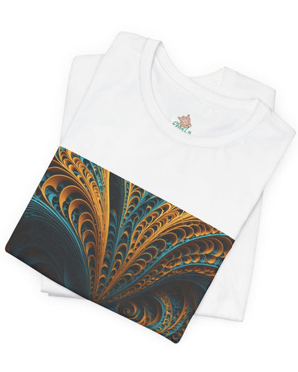 Fractal Art Canvas Print - Abstract Turquoise and Gold Design for Modern Decor