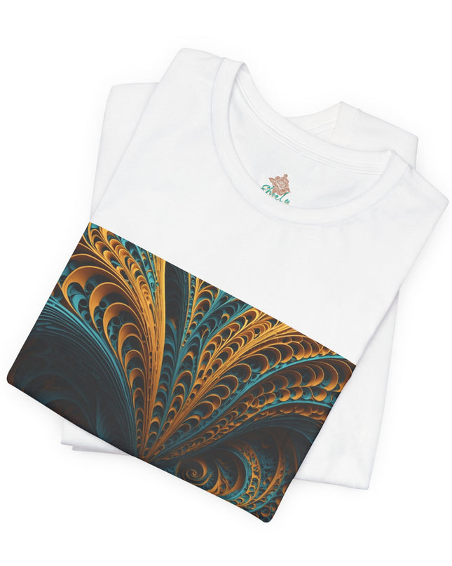 Fractal Art Canvas Print - Abstract Turquoise and Gold Design for Modern Decor