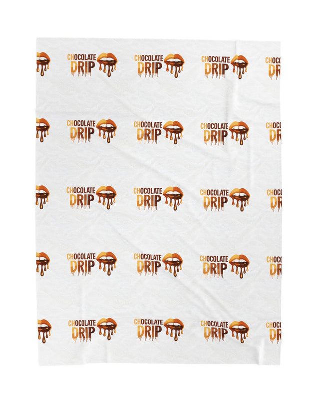 Velveteen Plush Blanket — 'Chocolate Drip' Cozy Dessert Pattern Throw