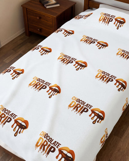 Velveteen Plush Blanket — 'Chocolate Drip' Cozy Dessert Pattern Throw