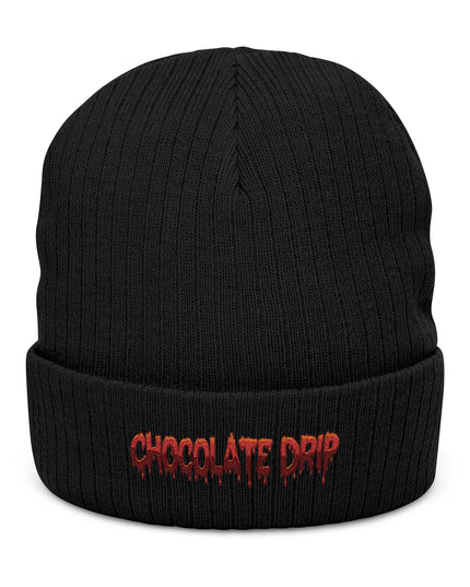 Chocolate Drip Ribbed Knit Beanie