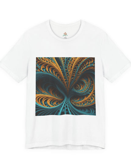 Fractal Art Canvas Print - Abstract Turquoise and Gold Design for Modern Decor