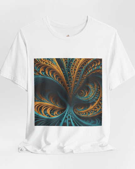 Fractal Art Canvas Print - Abstract Turquoise and Gold Design for Modern Decor