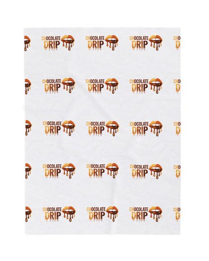 Velveteen Plush Blanket — 'Chocolate Drip' Cozy Dessert Pattern Throw