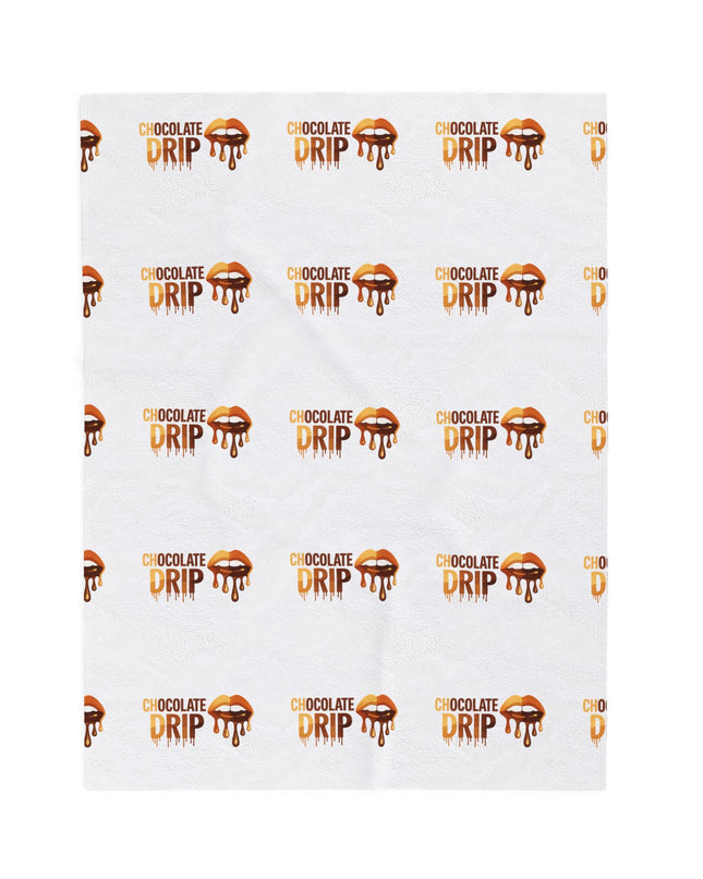 Velveteen Plush Blanket — 'Chocolate Drip' Cozy Dessert Pattern Throw